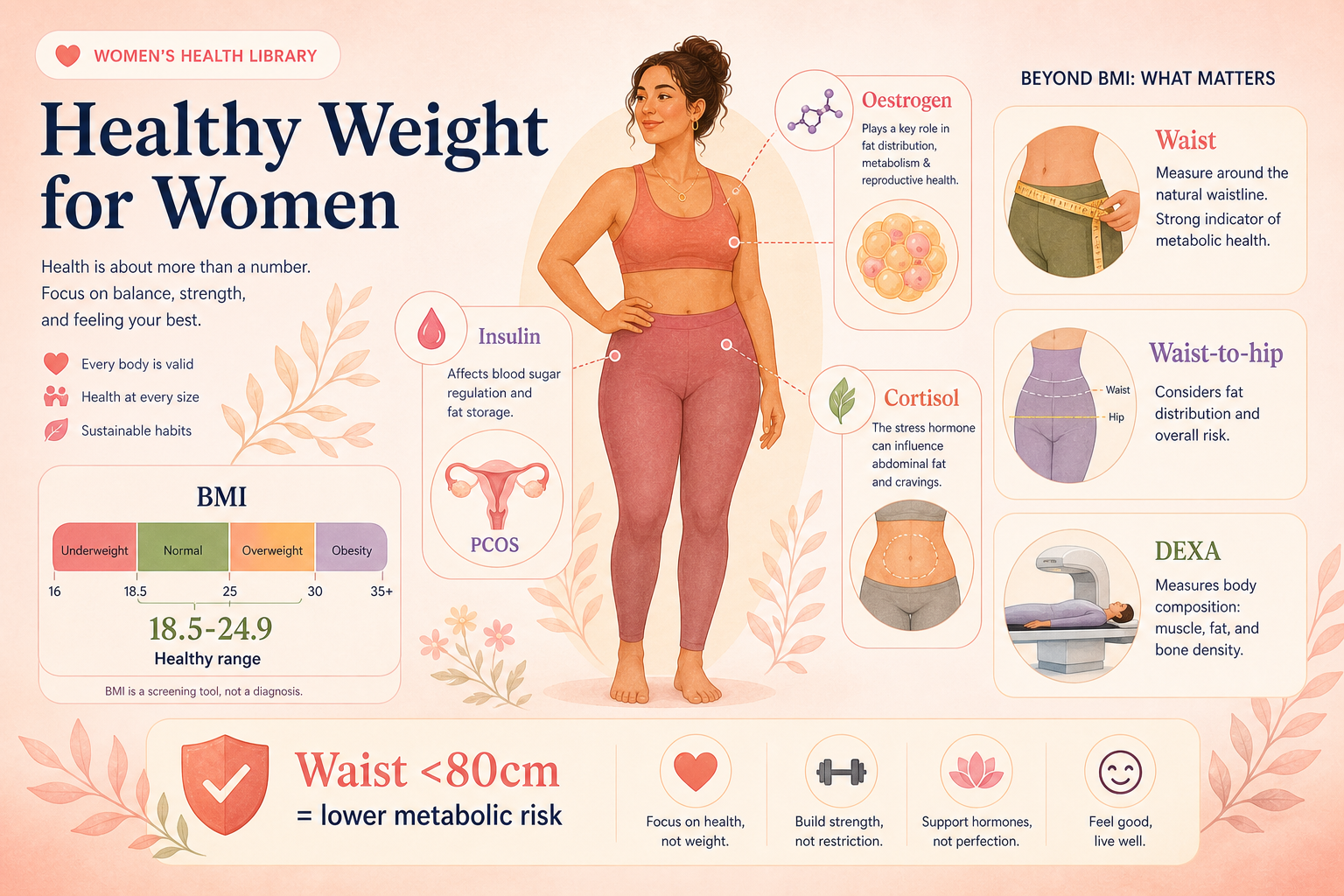 A woman enjoying a balanced meal and gentle movement, feeling at ease in her body