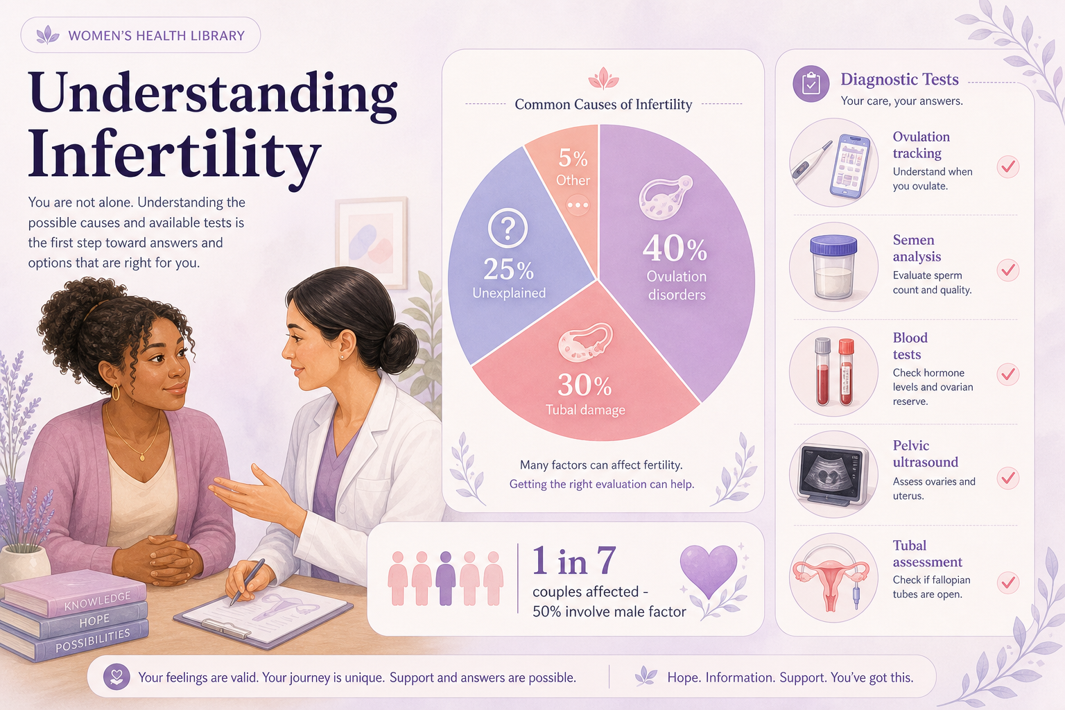 Female fertility — causes of difficulty conceiving, tests and treatment options