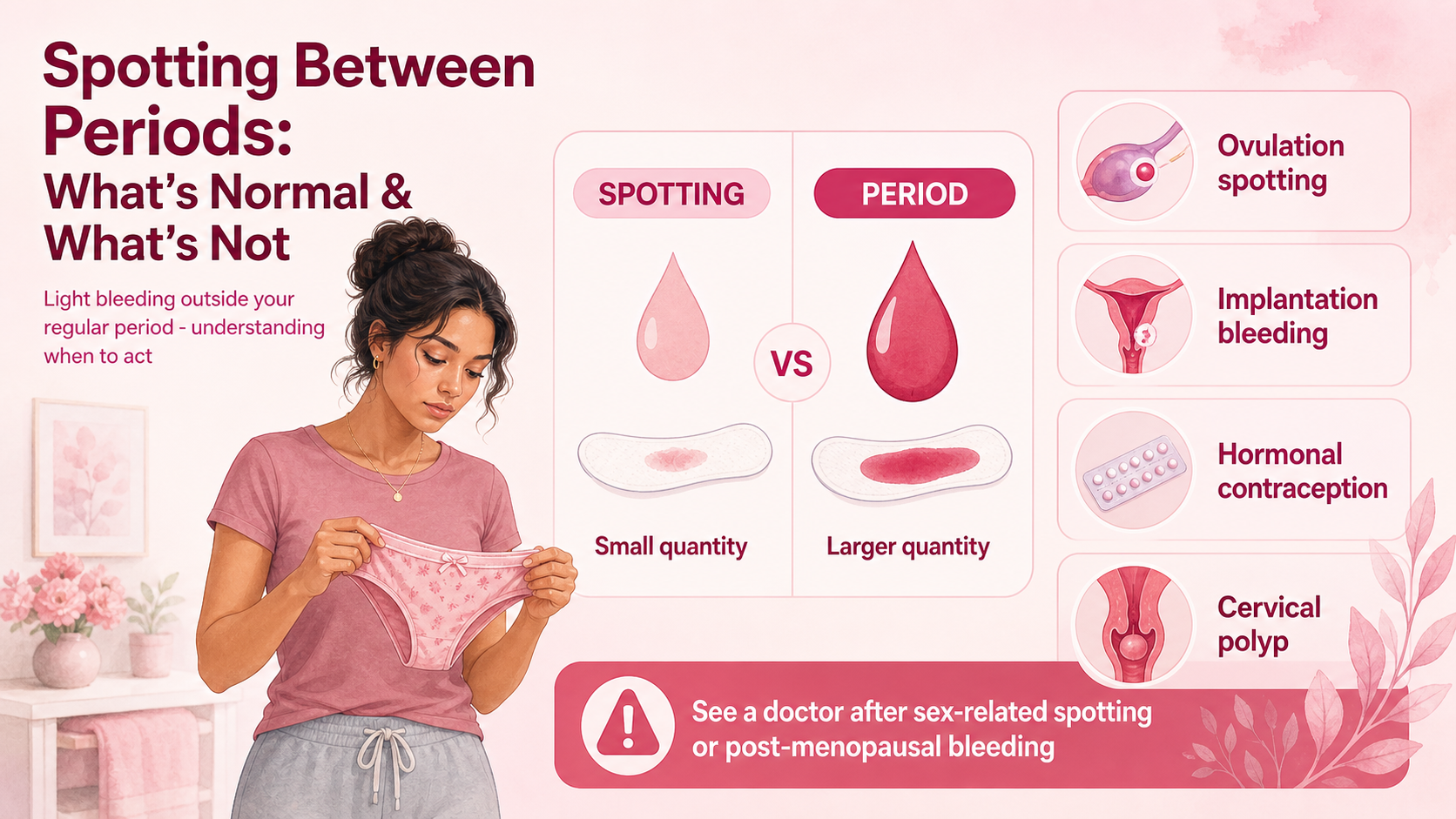Spotting between periods — common and concerning causes, and when to see a doctor