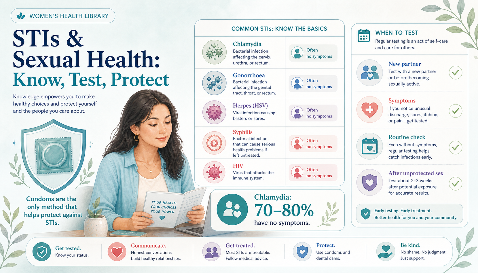A calm, reassuring scene representing sexual health, protection and confidential testing