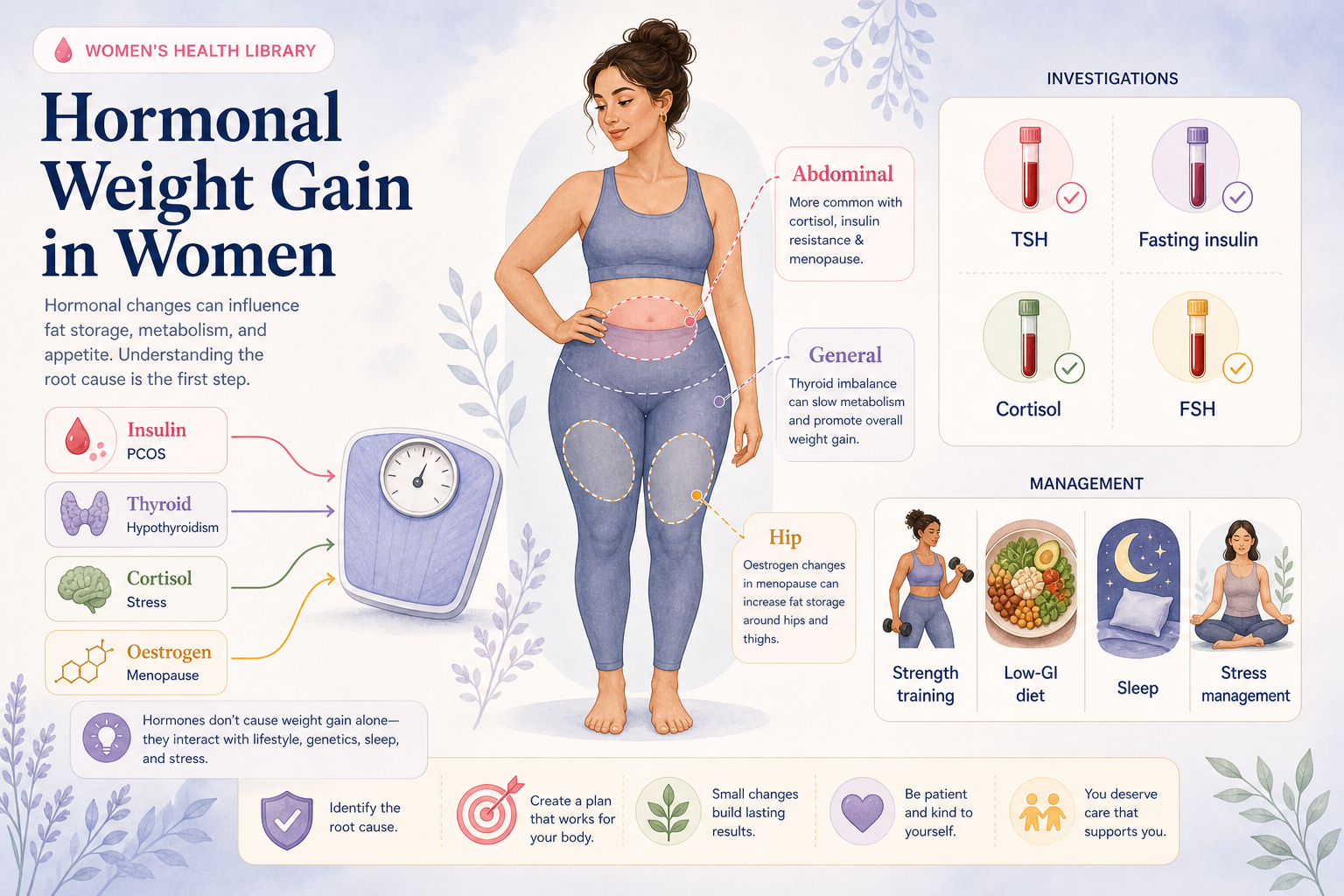 A woman standing calmly and at ease, reflecting a kind, body-respectful approach to weight and health