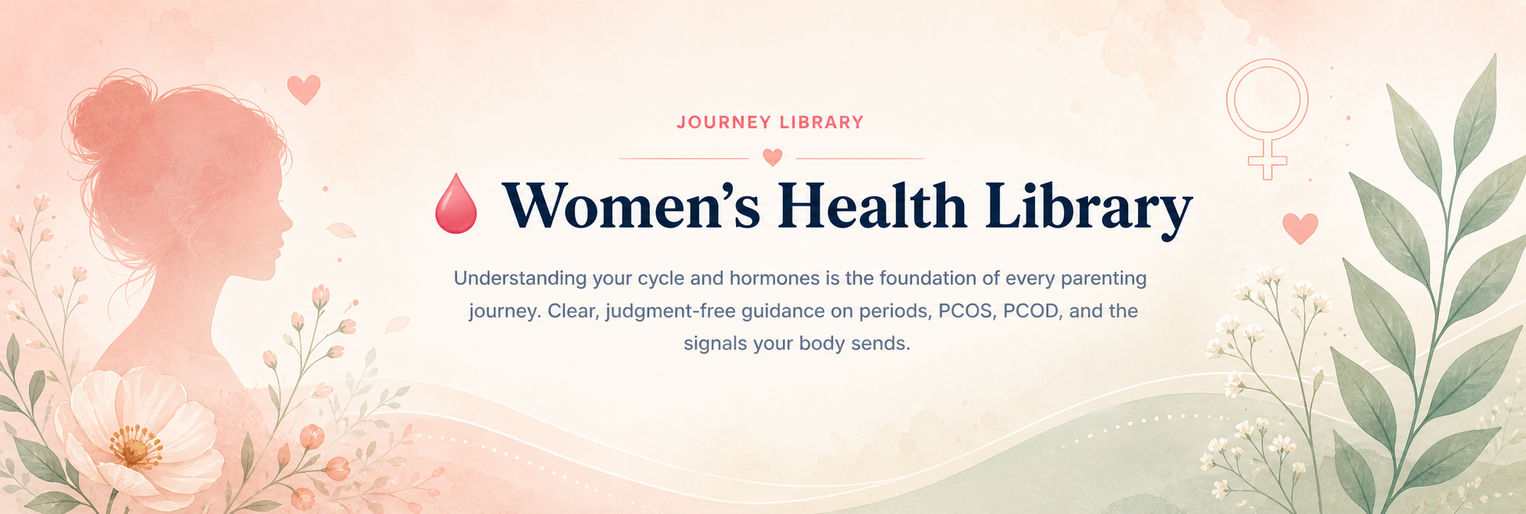 Women's Health Library — clear, judgment-free guidance on your cycle, hormones, periods, PCOS and PCOD.